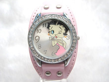 Drop shipping Brand new betty boop crystal wrist watch gift for children