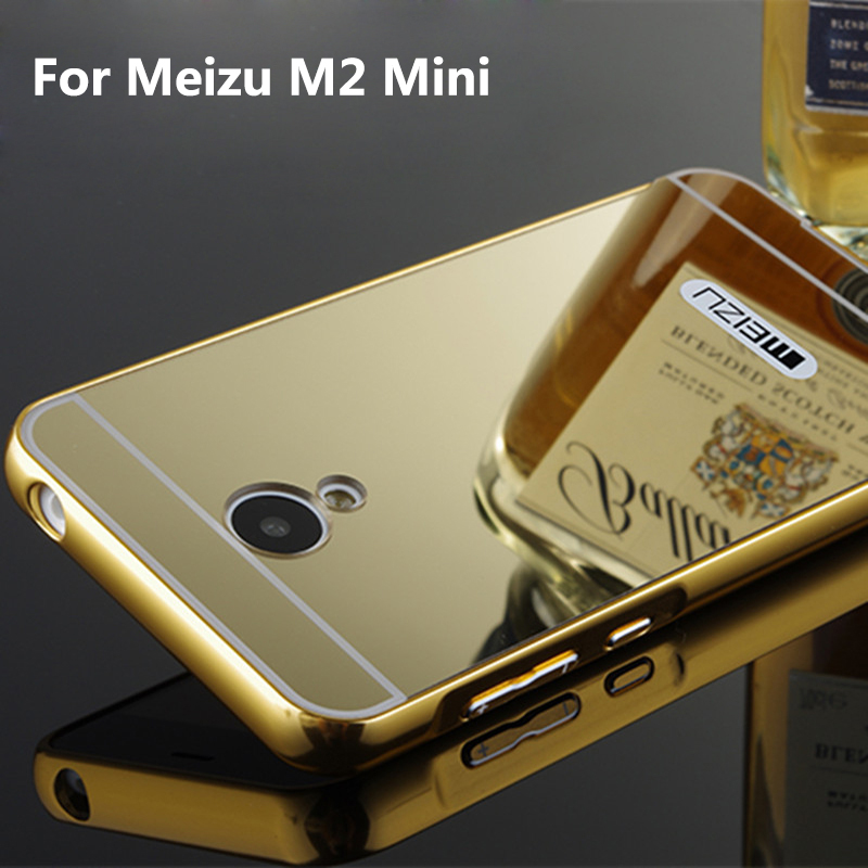 Mirror Back Cover Case for Meizu M2 Mini 5 0inch Luxury Arc Pc Aluminum Metal Frame