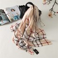 2016 New Design Luxury Brand Solid Real Pure Silk Summer Wrinkle plaid Scarf Women Elegant Shawl