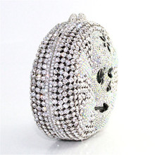 Free shipping USPS Luxurious skull shape crystal bag diamond glitter sparkle woman clutch handbag bridal wedding