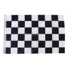 Black & White Chequered Formula One F1 Racing Banner Hand Waving Flag 12Pcs