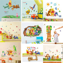 Cartoon Children Room Trees And Bear Pattern Wall Stickers Height Measure For Kids Room Children Nursery Wall Decals Home Decor