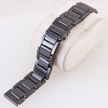 new 16mm 18mm 20mm ceramic and stainless steel buckle watchband white or black watch band watch strap Butterfly Buckle wristband
