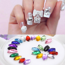 High Quality Fashion 2015 Multicolor Oval 3D Glitters Nail Art Salon Stickers Tips DIY Decorations Studs