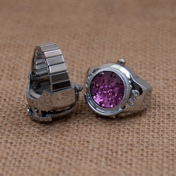 Creative Quartz Ring Watchs Steel Round Elastic Fits Rhinestone Women FashionGifts