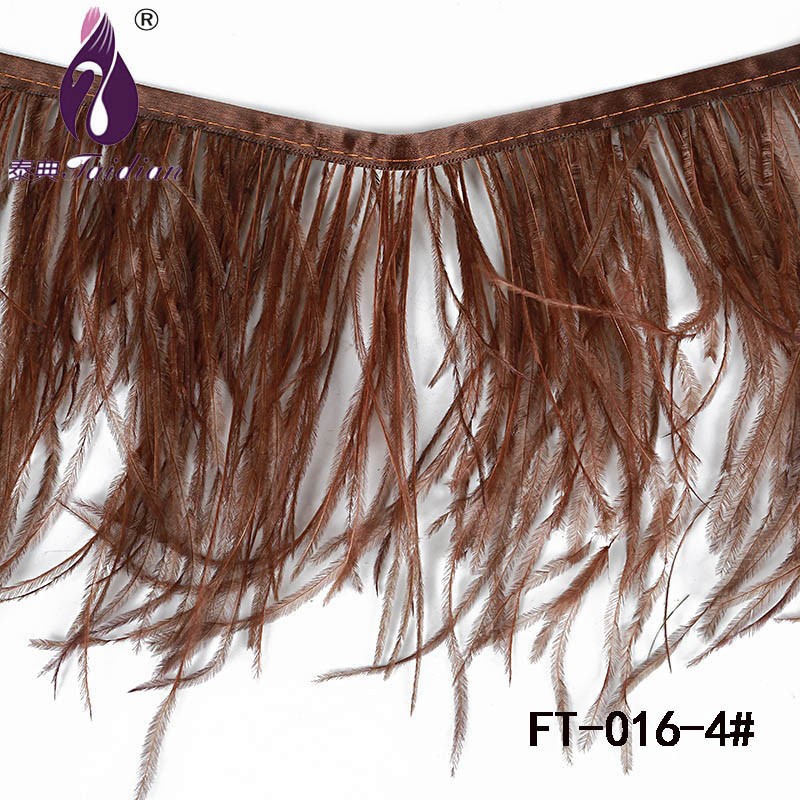 4# brown Available Ostrich Feather Trimming Length Fringe Trim Handmade Black Plumas Ribbon for Sewing Crafts