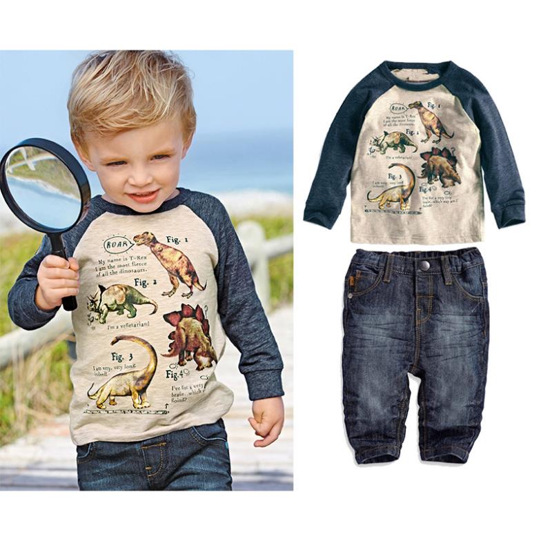 Casual Baby Suits Boys' T-Shirt Tees Children's Outfits Sets jeans Denim T03