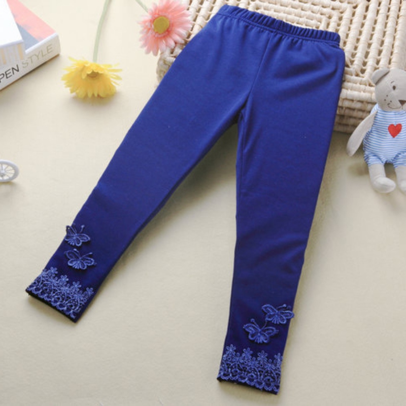 Kid Baby Butterfly Lace Warm Pants Girl Stretchy Leggings Trousers Toddler Tight
