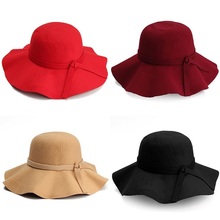 2015 Hot new Vintage Kids Child Boy Girl Hats Wool Felt Crushable Wide Large Brim Floppy