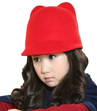 Hot Girl Boys Kids Fedora Hat Winter Fashion Cat Ear Animal Bowler Warm Soft Cap