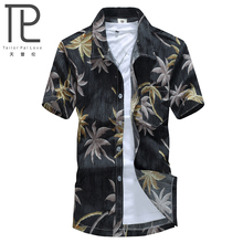 2015 Summer Style Mens Polyester Shirt Men Casual Short Sleeve Floral Print Beach shirt shirt lapel male Beach Camisas St20