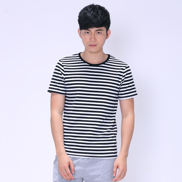 Men T Shirts Fashion 2015 Marine Style Striped T Shirt Casual Navy blue Red Black and
