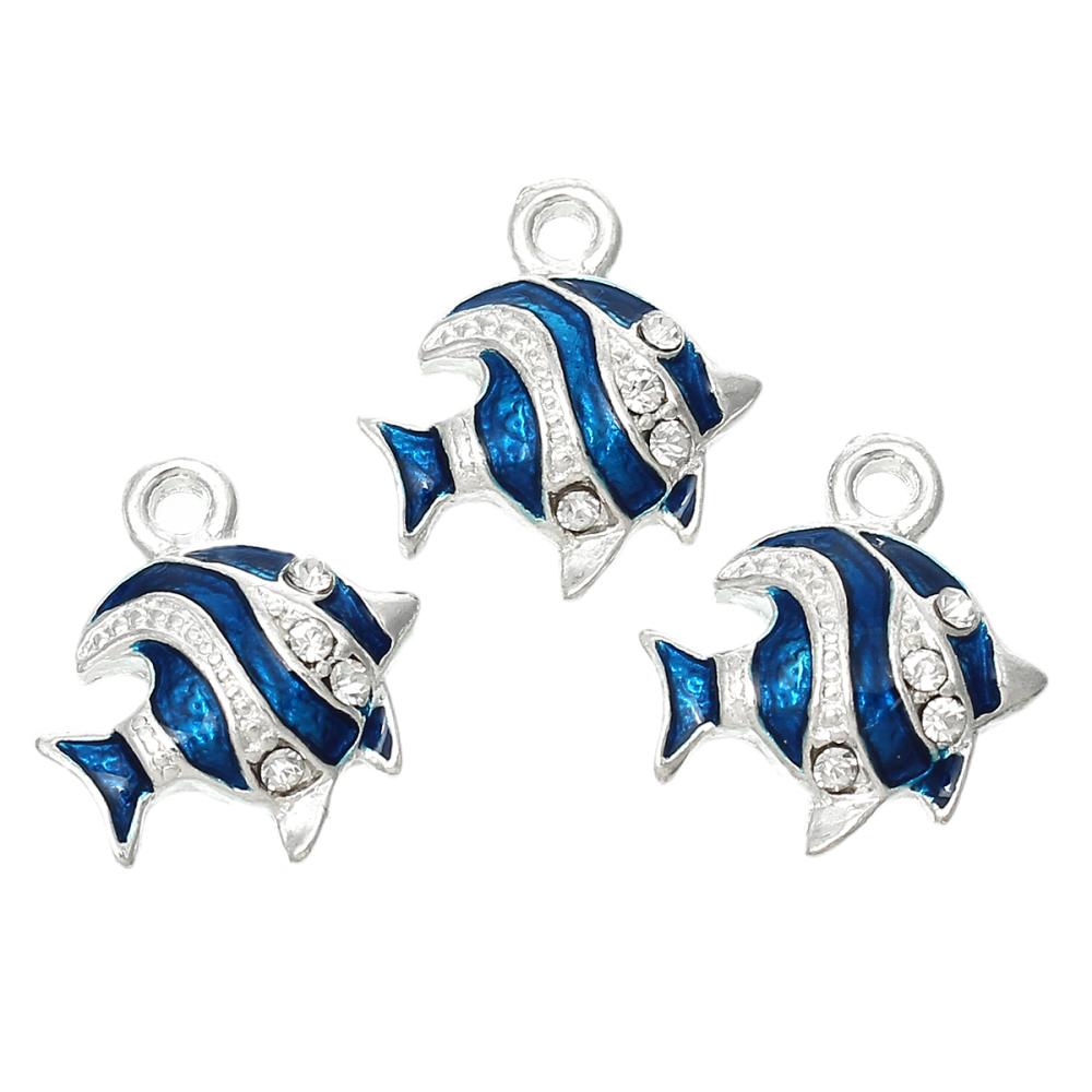 Blue Enamel Pendant With Rhinestone Blue Enamel Pendant With Rhinestone