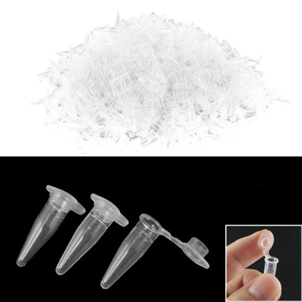 WSFS Hot Sale 1000 Pcs 0.2ml Round Bottom Centrifuge Tubes w Attached Caps Clear White