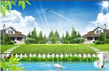 Customized 3d photo wallpaper 3d TV wall paper murals House lawn dandelion shanshui landscape painting 3d living room wallpaper