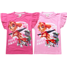 New Patrol Dog Girl T-Shirt Fly Sleeves T-Shirt Print Children Clothing Baby Girl Tops Fashion Printing Summer Top Tee