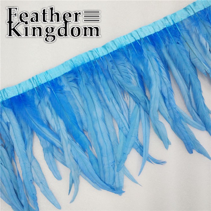 sky blue rooster tail feather trim