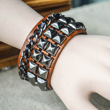 Rivet Thick leather one direction charm secret bracelets men for women bangles steampunk rock vintage fine jewelry