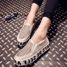 New Breathable Slip On Lazy Women Sneakers Fashion Letter Thick Sole Platform Shoes Casual Pierced Low