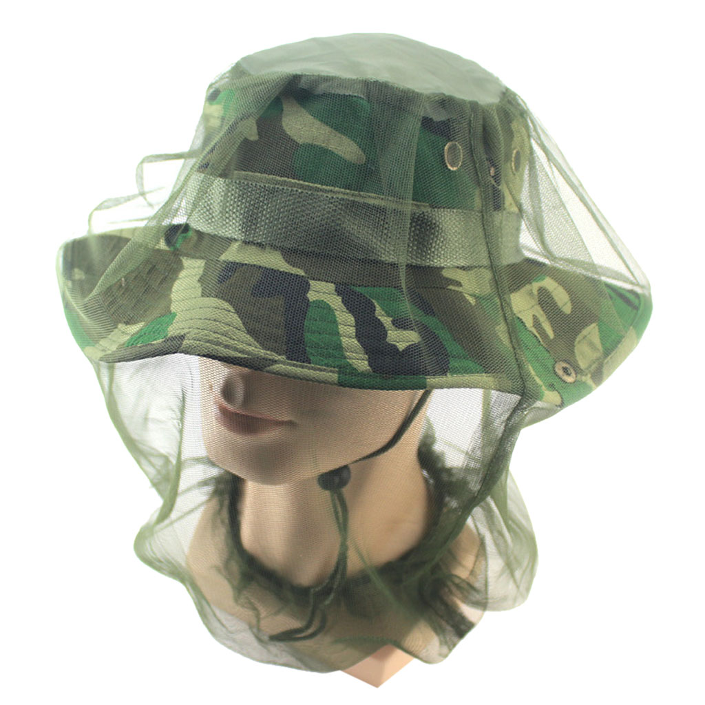 Mosquito Camo Net Hat Outdoor Insect Mesh Protector Cap Bee Fly Camping Fishing 