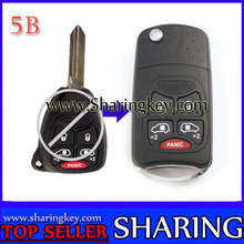 10 piece/lot Remodeling Flip key case For Chrysler 5 Button Key Fob With Panic Button