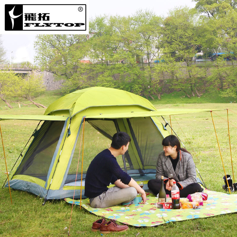Camping Tent 4 person New 2014 Summer Outdoor Equipment Single Family Tourism Beach Tents Three-season Waterproof FLYTOP