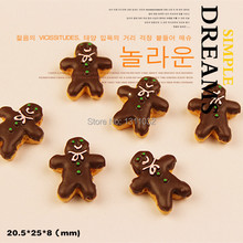 50pcs Kawaii Christmas Gingerbread Man Sweet Chocolate Cookies Flatback Resin Cabochon Deco