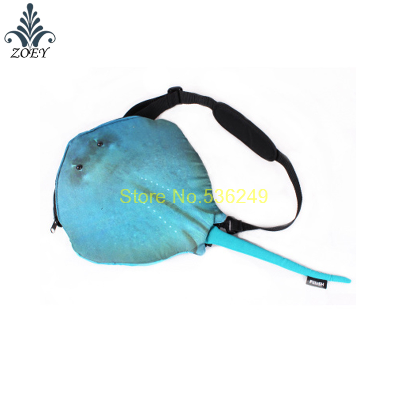 Manta Ray Fish Bag Colorful Ocean Fish Messenger Bag Creative 3D Fish Sling Bag