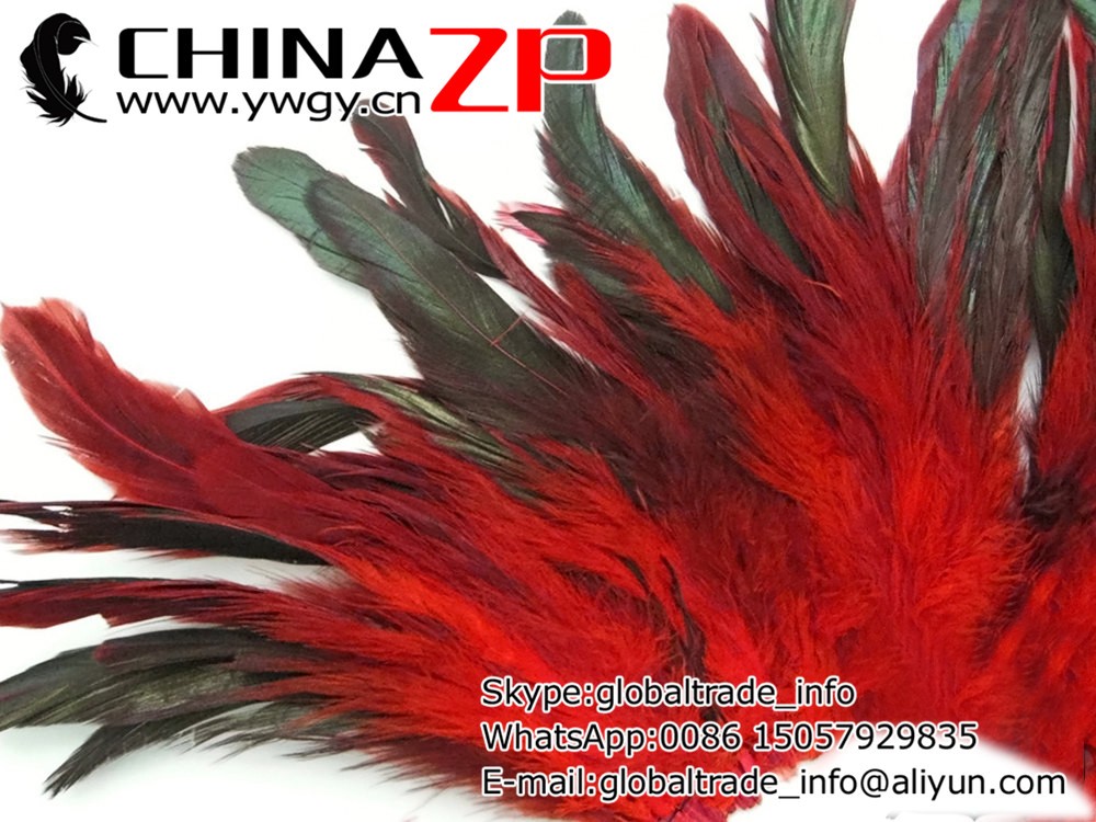 Rooster Fetahers, 4 Inch Strip - RED Half Bronze Schlappen Rooster Feathers
