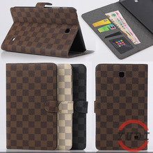 For samsung tab 4 Business style Plaid Design PU Leather Cover Case For Samsung Galaxy Tab 4 8.0 T330 T331 T335 Stand Tablet