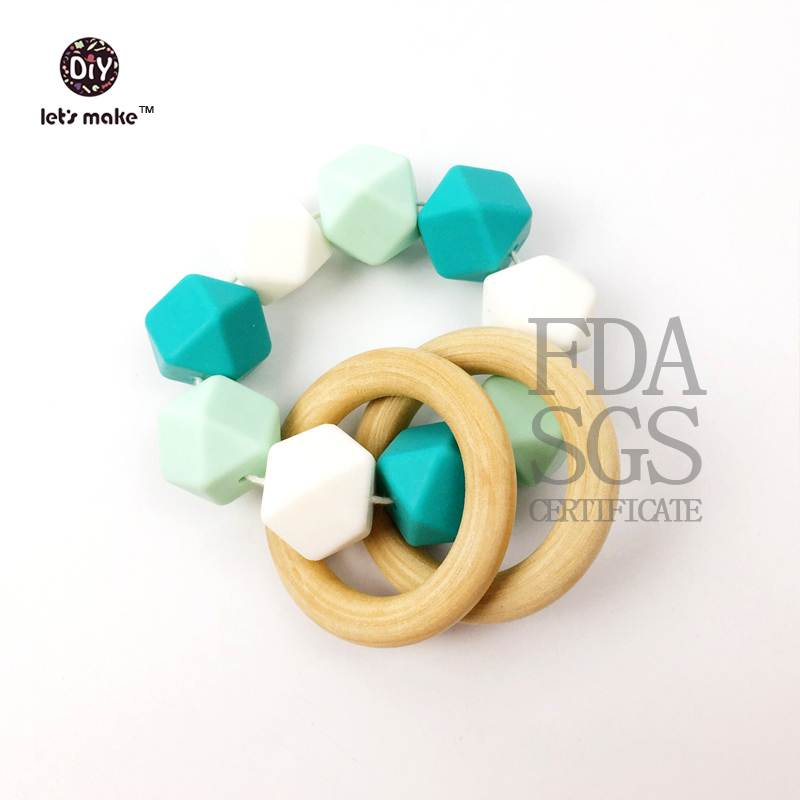 silicone beads Mint Infant Teether Silicone Teether Sensory Toys Baby Shower Gift Nursing Bracelet