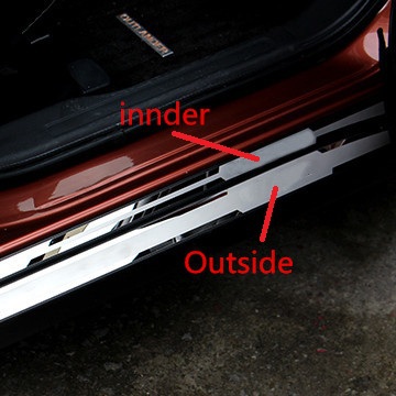 Car stainless steel scuff plate under door sill 2pcs car accessories for 2013 2014 MITSUBISHI Outlander