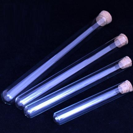 200PCS 15x150MM glass test tube round bottom with cork stopper