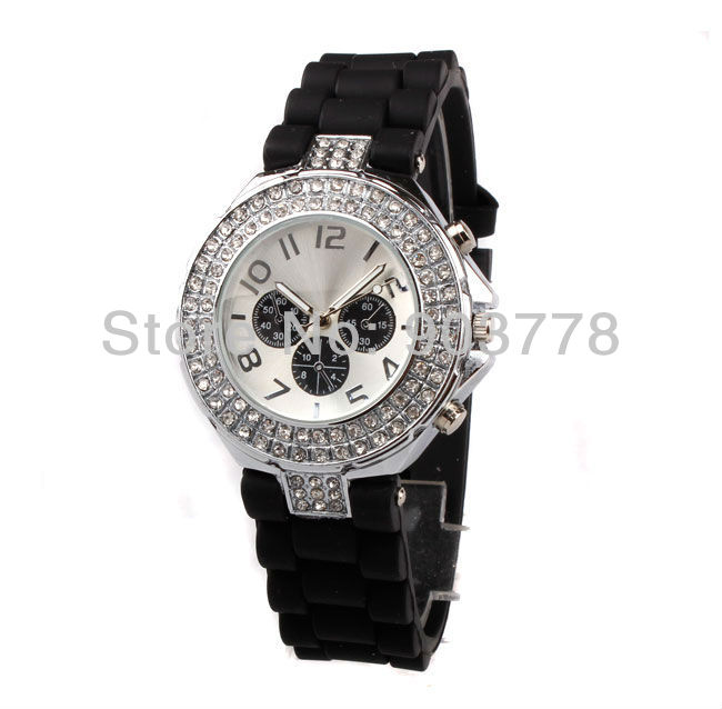 Retail 1pc lot China air post free Shipping hot sale discount fashion quartz silicone band three