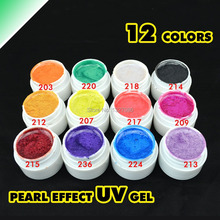 12 Pearl Pearly Colors UV Gel Nail Tips Fine Shiny Cover French Manicure Set