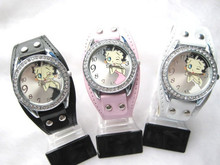 New Fashion Betty Boop Watch Womens Ladies Girls Students Round Dial Quartz Wrist Gift Watches, Free & Drop Shipping 10pcs/lot