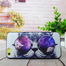 2015 Retail New Brand Cute Animal Cat With Glasses Custom Printed Hard Plastic phone case Cover
