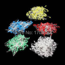 500Pcs/lot 3MM LED Diode Kit Mixed Color Red Green Yellow Blue White