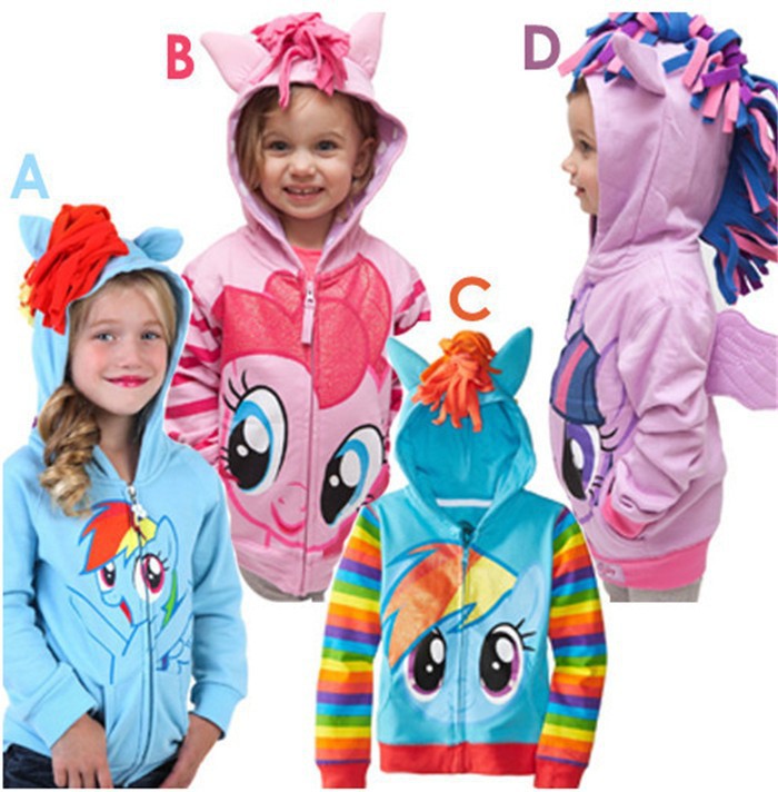1PCS New 2015 Girls My little pony Kids Jacket Children s Coat Cute Girls Coat Hoodies