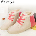 Akexiya 2017 Autumn Winter Ankle Boots Women Winter Shoes Flat Heel Casual Cute Warm Shoes Women