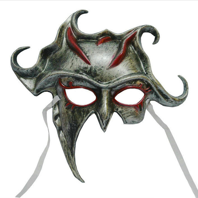 Unique Silver/Gold Color Plastic Titan Cosplay Masks Half Face Mask Scary Masks Masquerade Halloween Party Mask With Ribbon