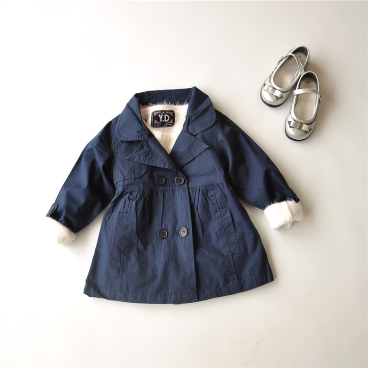 spring and autumn Children girls lapel collar Double-breasted trench coat/coat wholesale