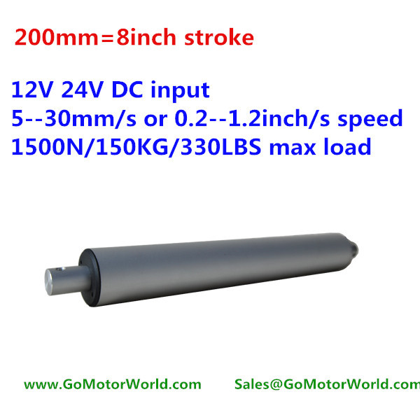 Фотография 12V 24V 200mm 8inch stroke customized load speed tubular linear actuator with free bracket LA13