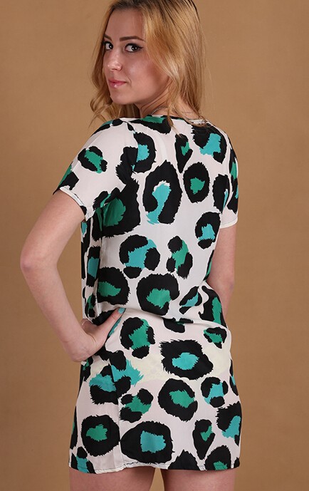 Женское платье Unbrand 2015 womens short sleeve Leopard Dress