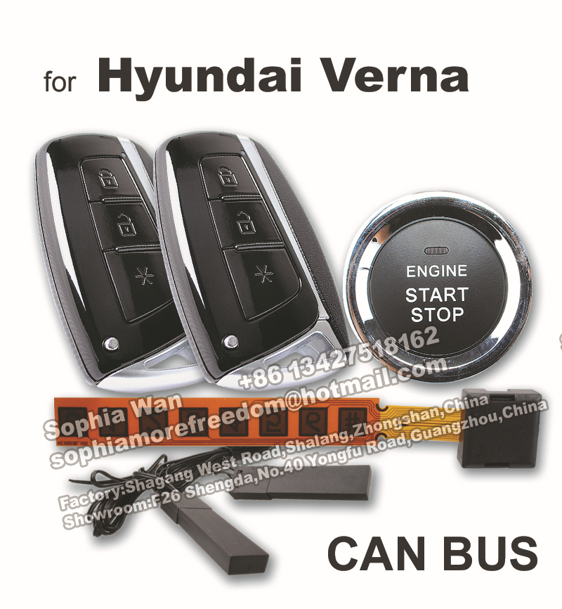 For Hyundai Verna Accent CAN BUS car alarm push button start smart key keyless entry remote