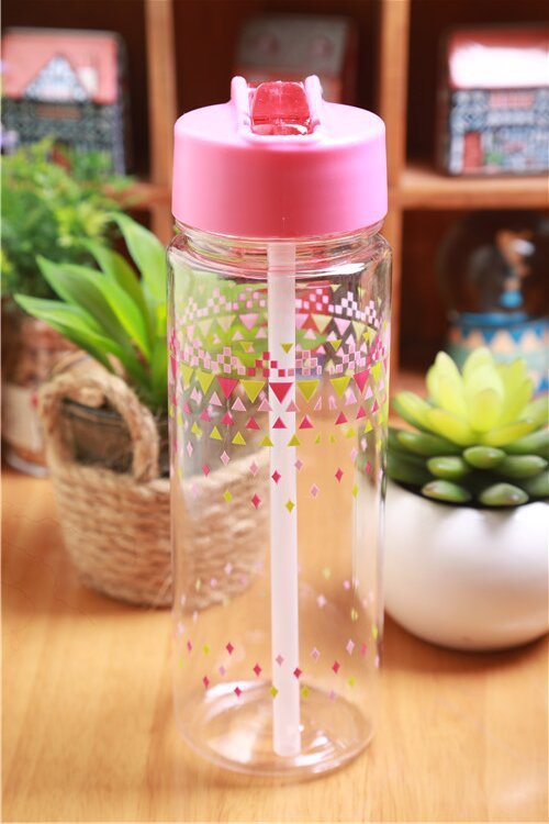 2015 plastic water bottle with straw man woman lover sport space cup drinkware 600ml my bottle
