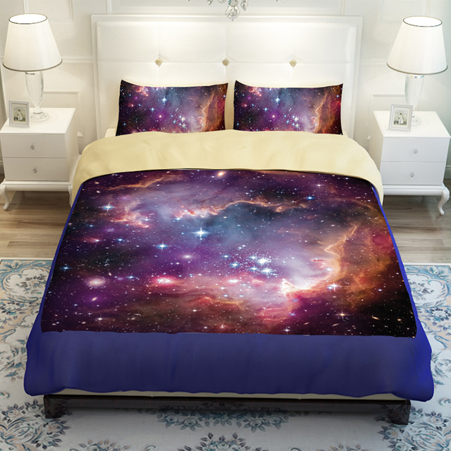 Hipster Galaxy Bedding Set Universe Outer Space Themed Galaxy Print Bedlinen Sheets Twin Queen