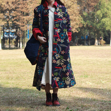 Cotton Linen Winter Coat 2016 Cotton Padded Women Long Jacket Single Breasted Mandarin Collar Chinese Style Quilted Trench Coat