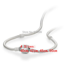 Fashion 925 Sterling Silver Clasp Snake Chain Starter Necklaces Fits All European Jewlery Charm / Beads / Pendants