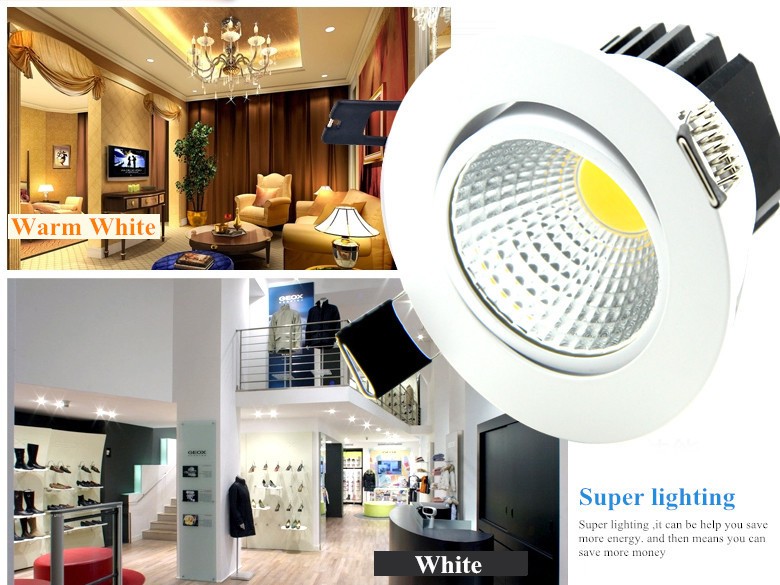 COB LED Downlights High Power White Shell AC85-265V 9W 12W 15W 18W 21W ...